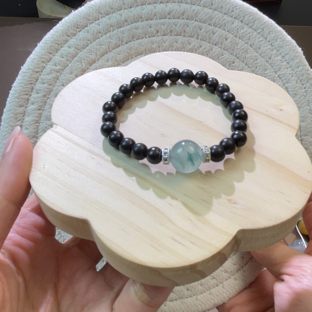 翡翠散珠天然缅a翡翠冰蓝飘花卡11➕