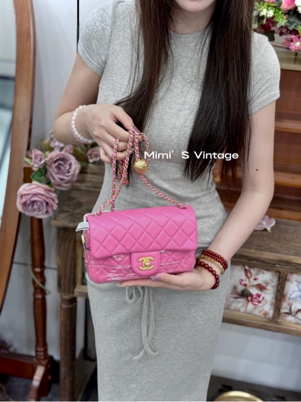 99新 Chanel/香奈儿 香奈儿玫粉色金球大mini（29开带卡）