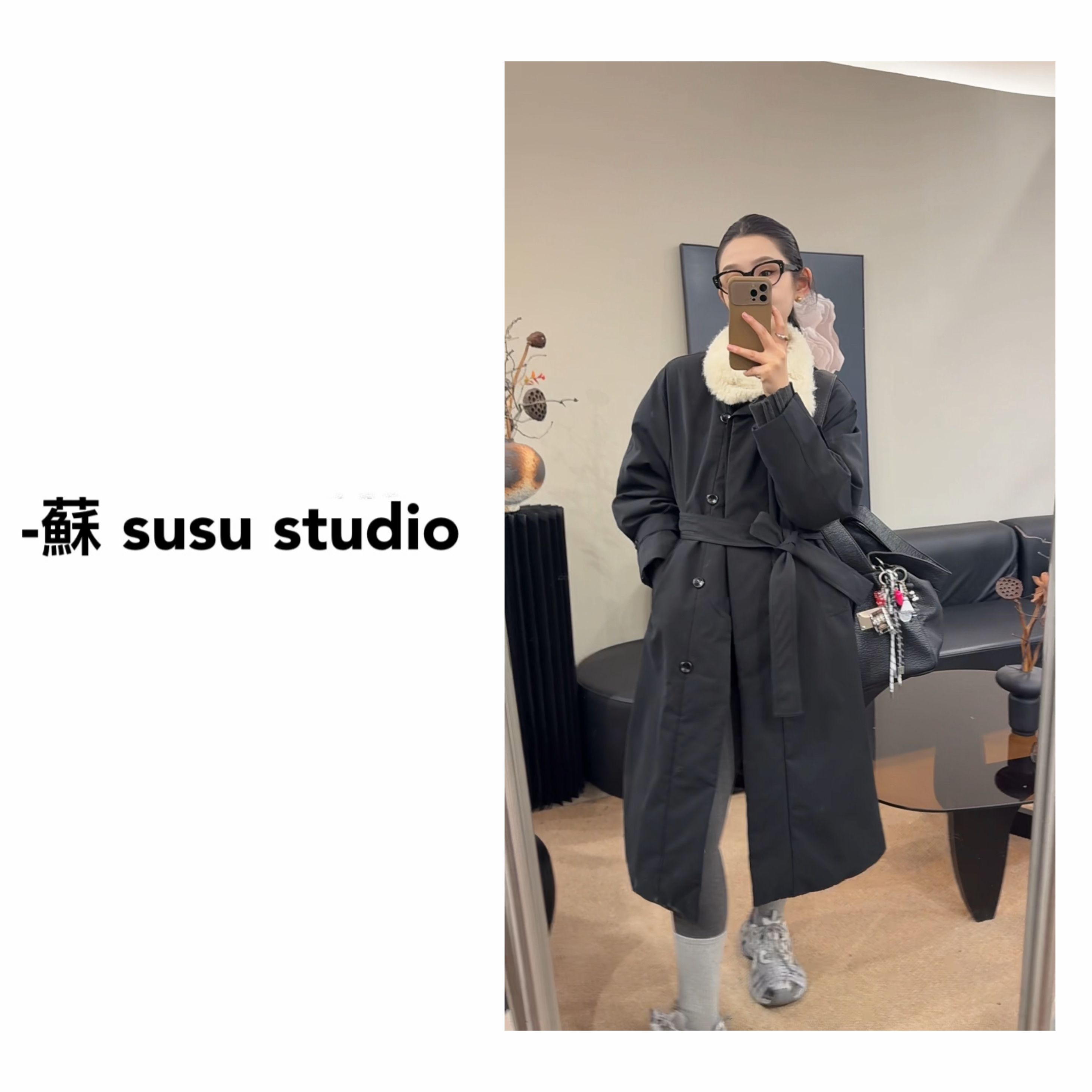 SU 宽松型翻领中长款90羽绒服冬季 H0968
