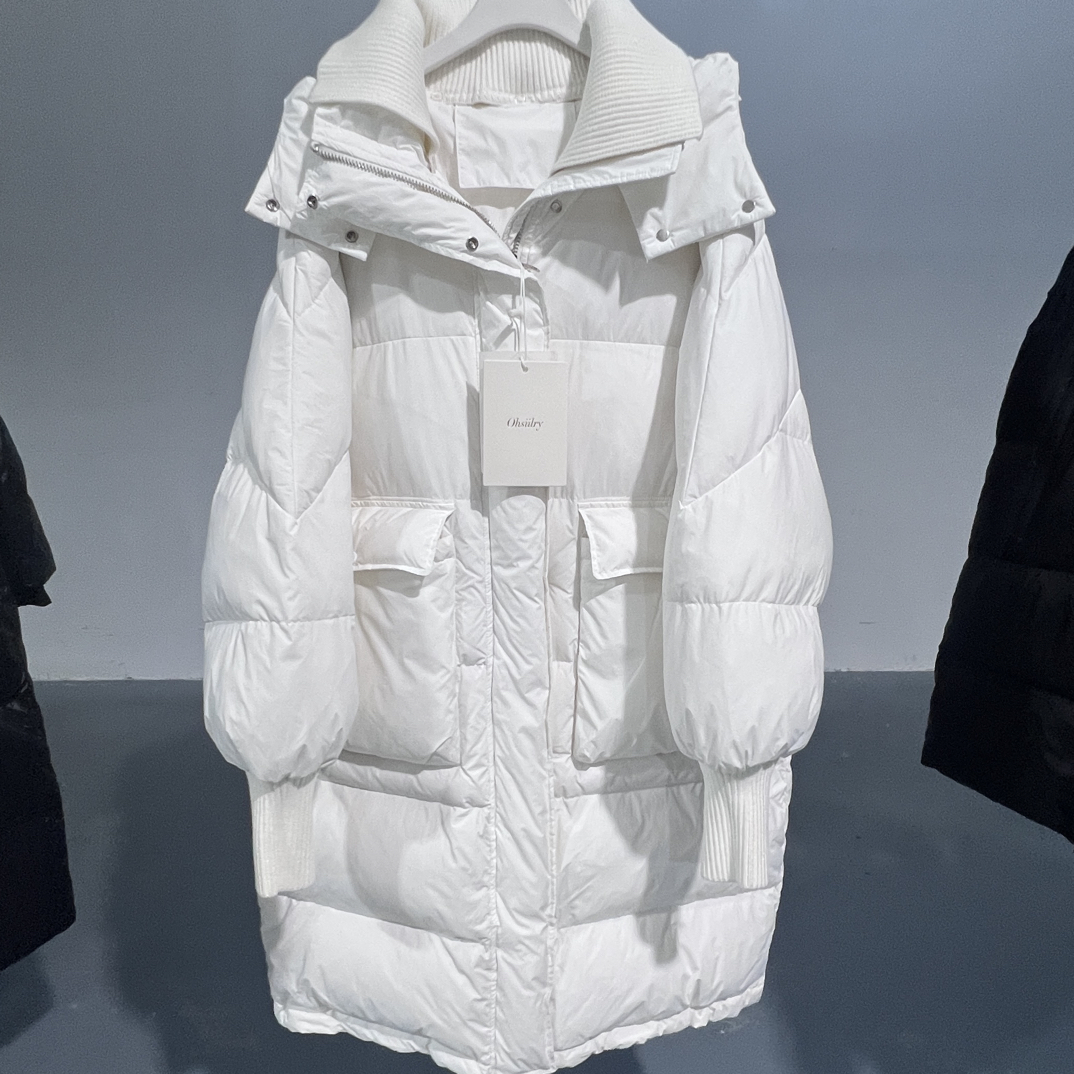 长款大面包服90羽绒服拖肩袖连帽女装加厚女士休闲收腰宽松百搭