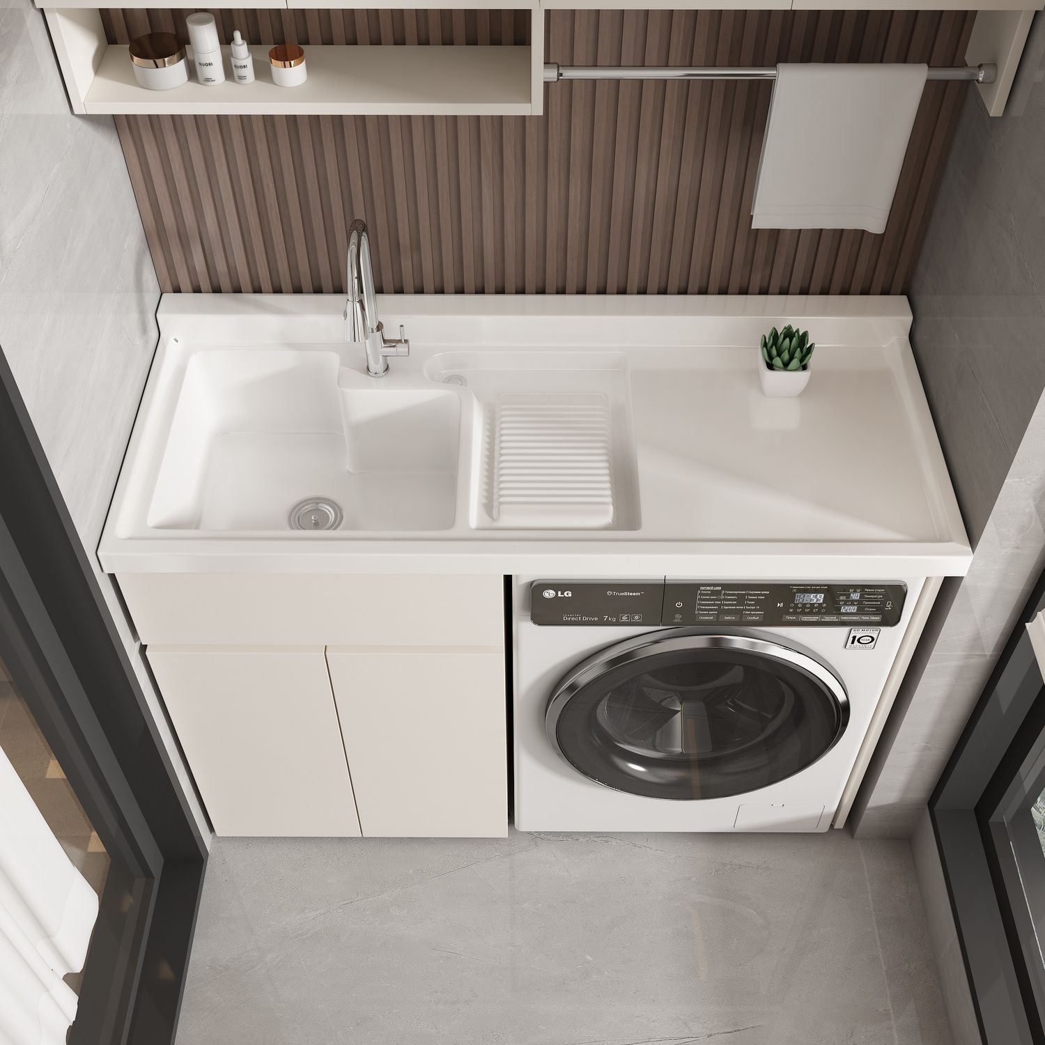 蜂窝铝洗衣柜加厚定制带搓衣板阳台洗衣池滚筒洗衣机柜浴室柜