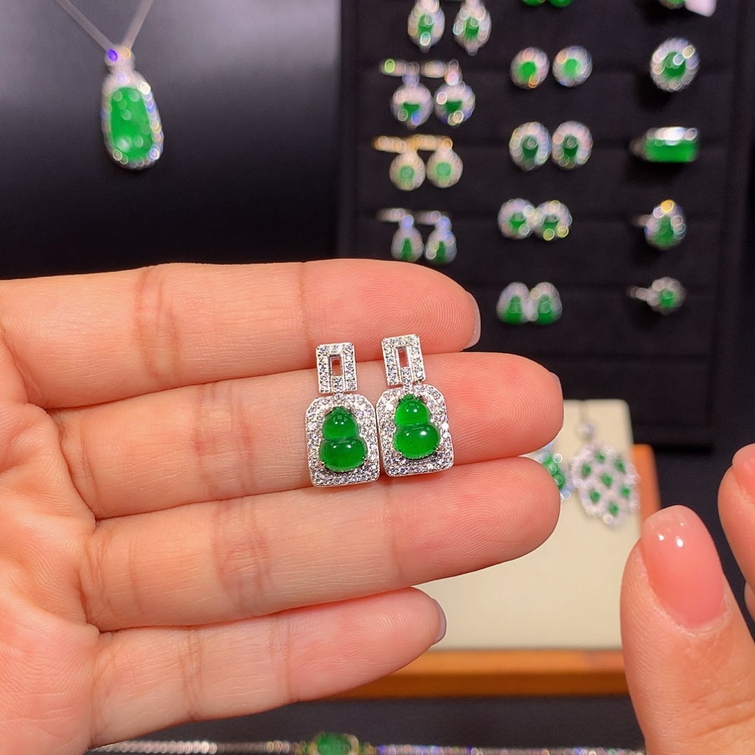 翡翠银S925镶嵌耳饰多样性