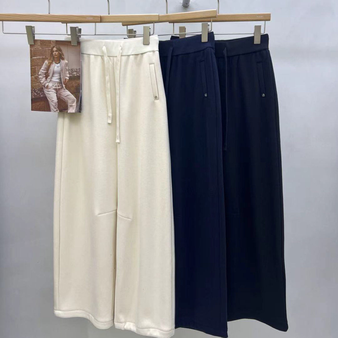 【BINBIN家】冬季加绒加厚绵羊毛显瘦垂感抽绳松紧腰直筒裤百搭休闲