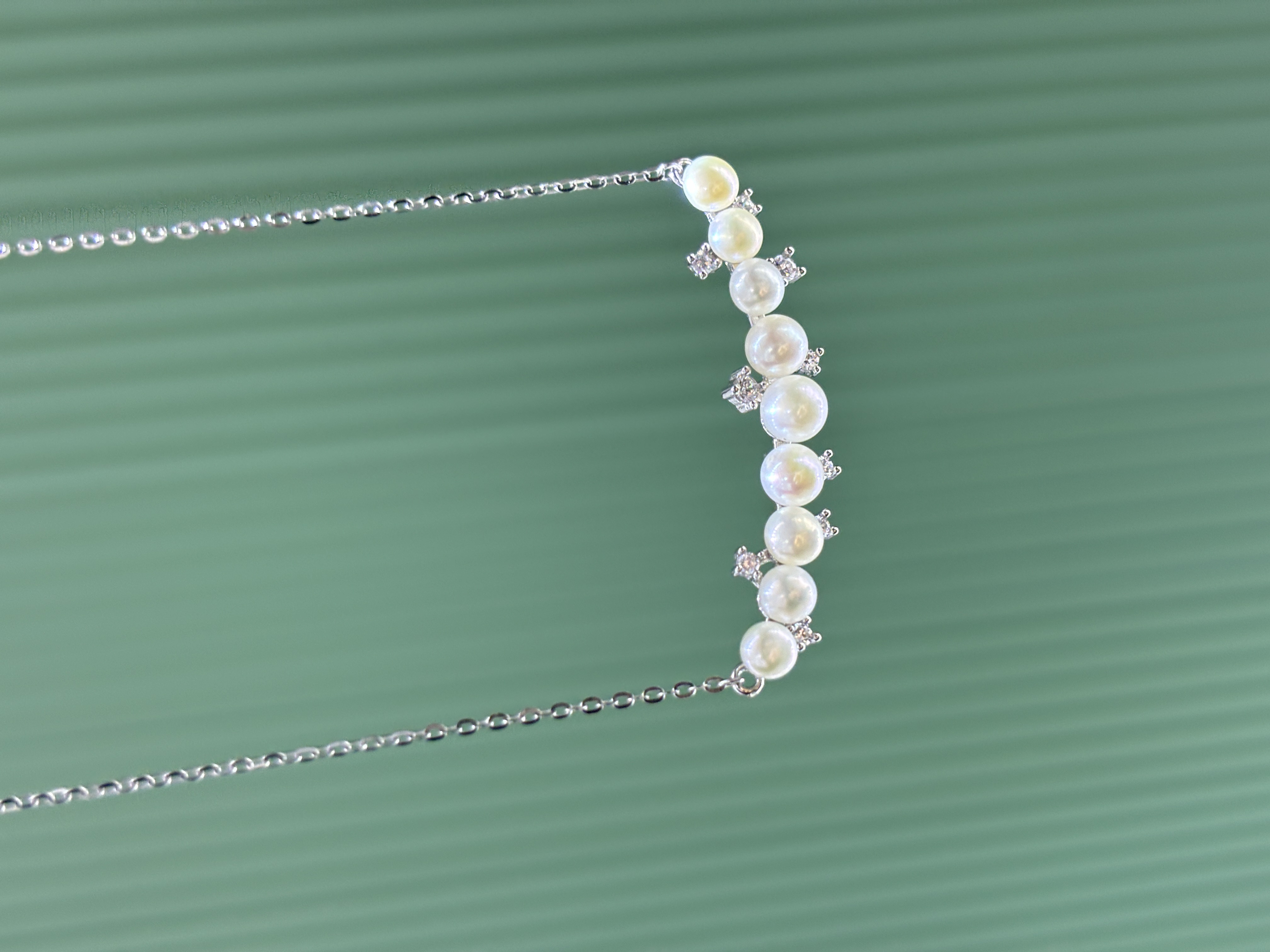 链子925银仿珍珠 S925银白月光珍珠项链百搭简约