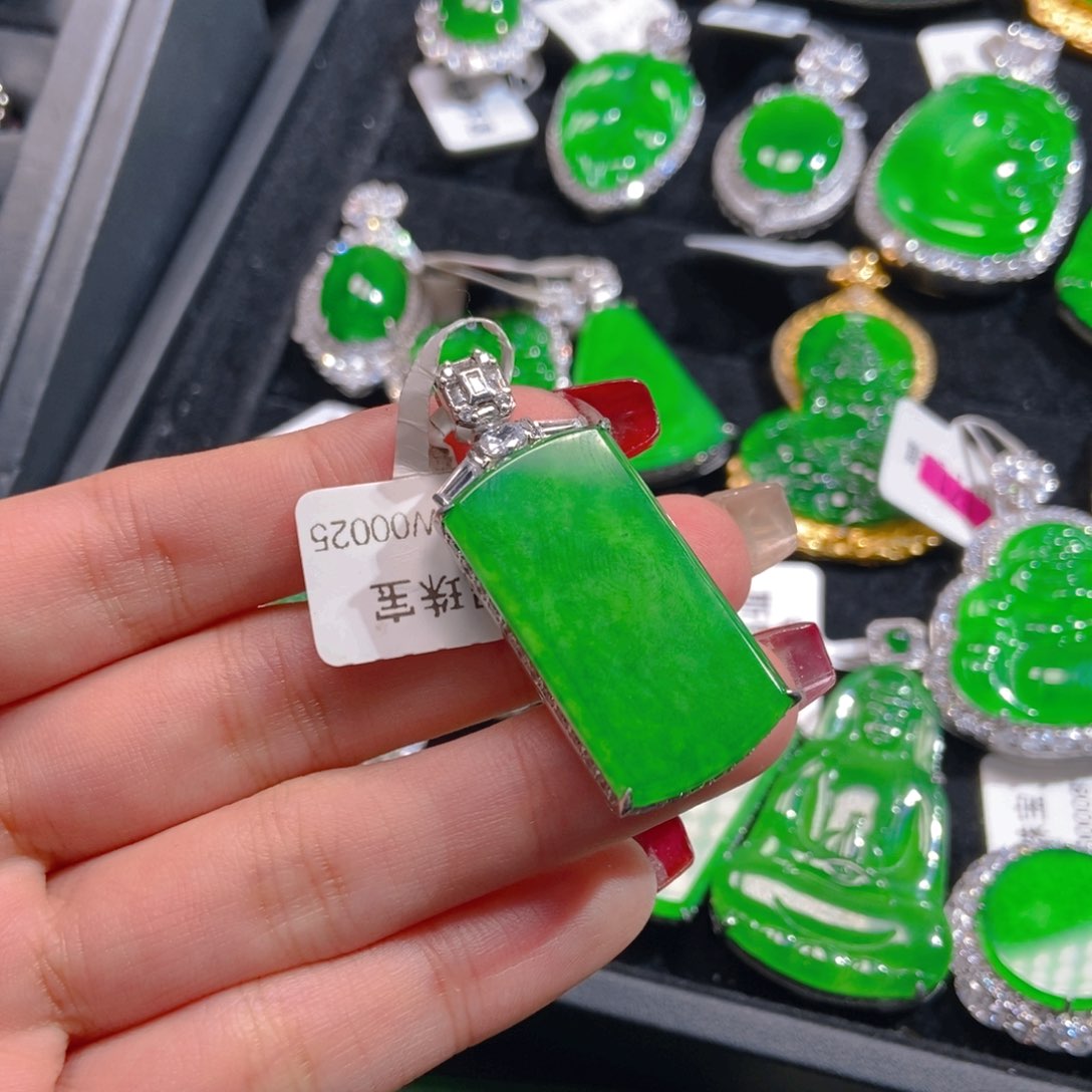 翡翠吊坠(不含链)银S925镶嵌