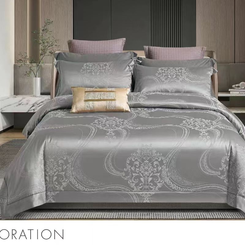 【专柜断码】高端超柔3D阳绒提花纯棉四件套-威廉/高级灰