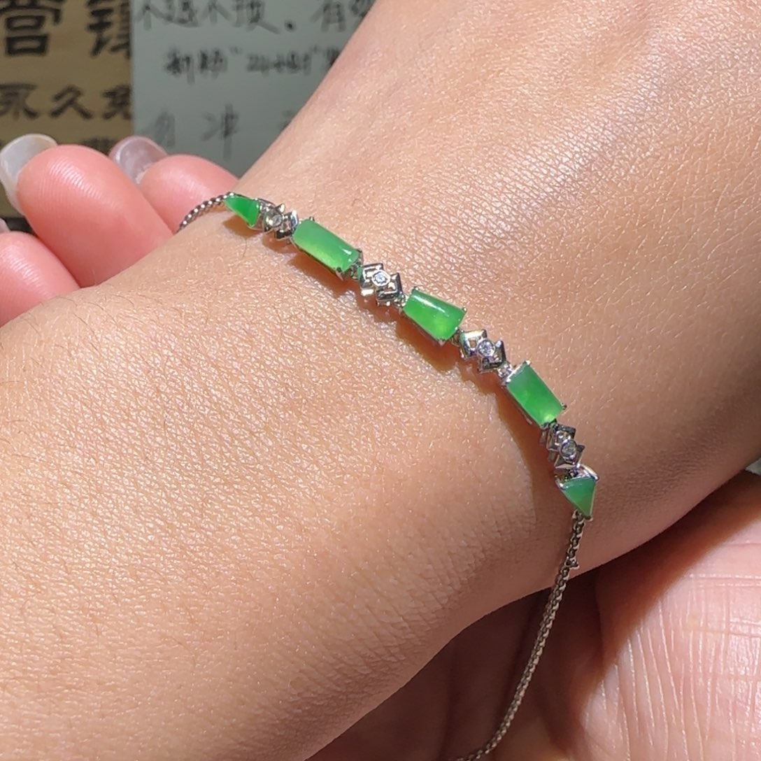 【闪购商品】翡翠手链18K金镶嵌缅甸