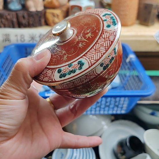 瓷片老九谷盖杯瓷片瓷片瓷