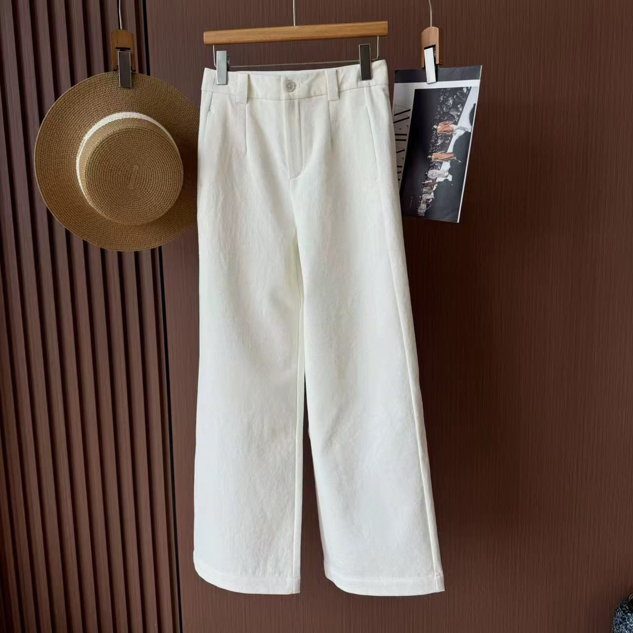 D&HH【茅草屋】岛国进口中空纱面料/直筒阔腿裤休闲裤