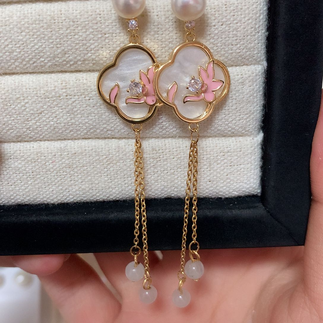 淡水珍珠耳饰合金