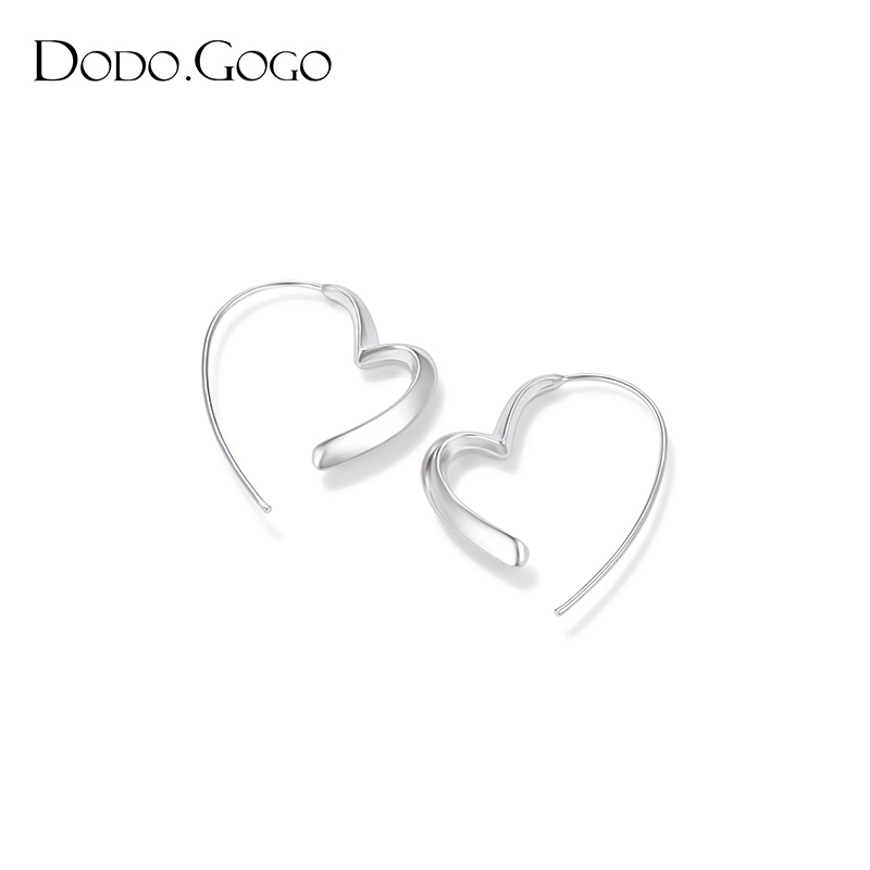 合金耳饰 DODOGOGO爱心线条耳环女小众高颜值轻奢百搭耳钉耳饰