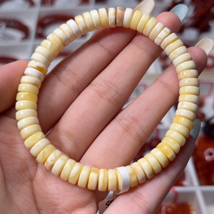 蜜蜡未镶嵌裸石精工直切药片7+mm