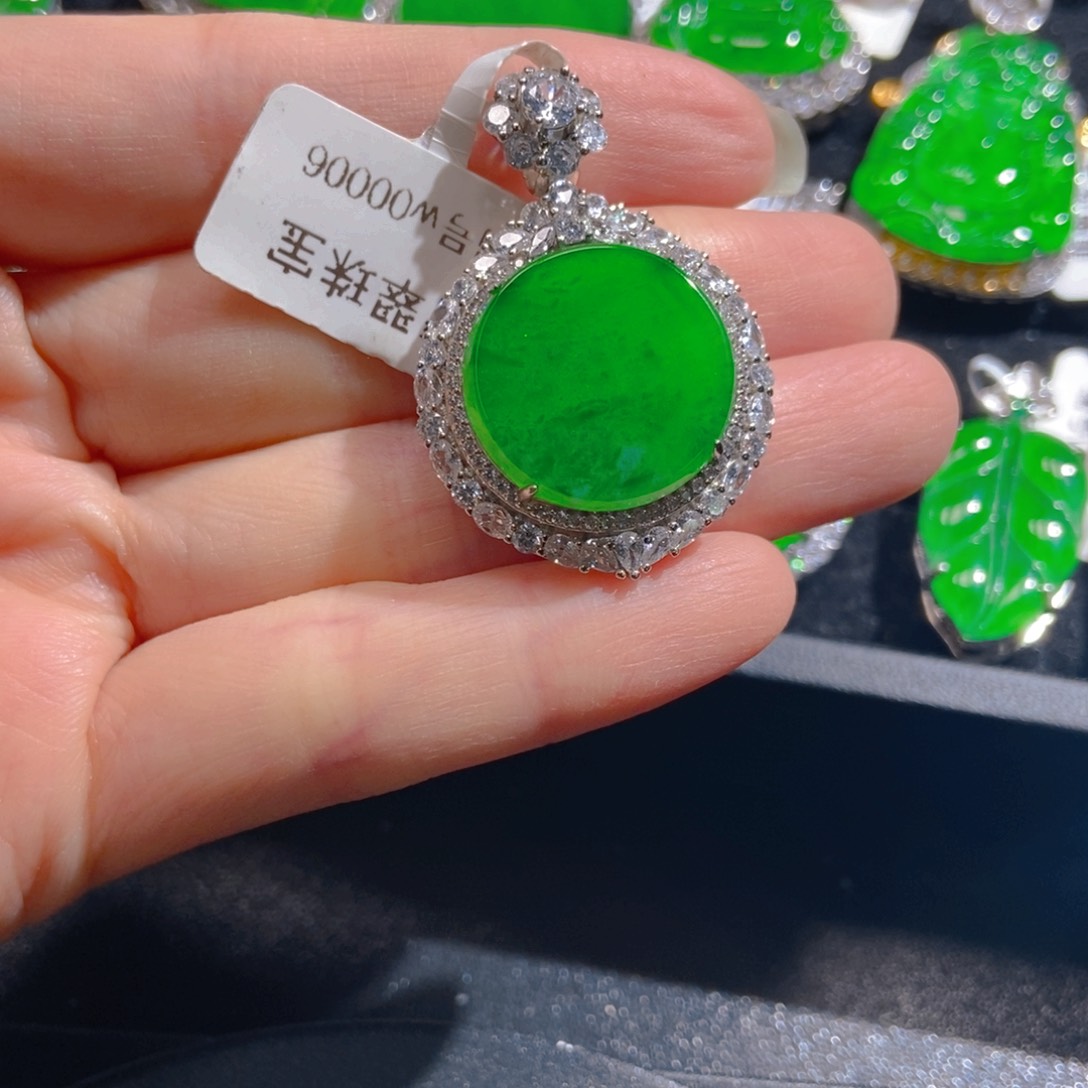 翡翠吊坠(不含链)银S925镶嵌