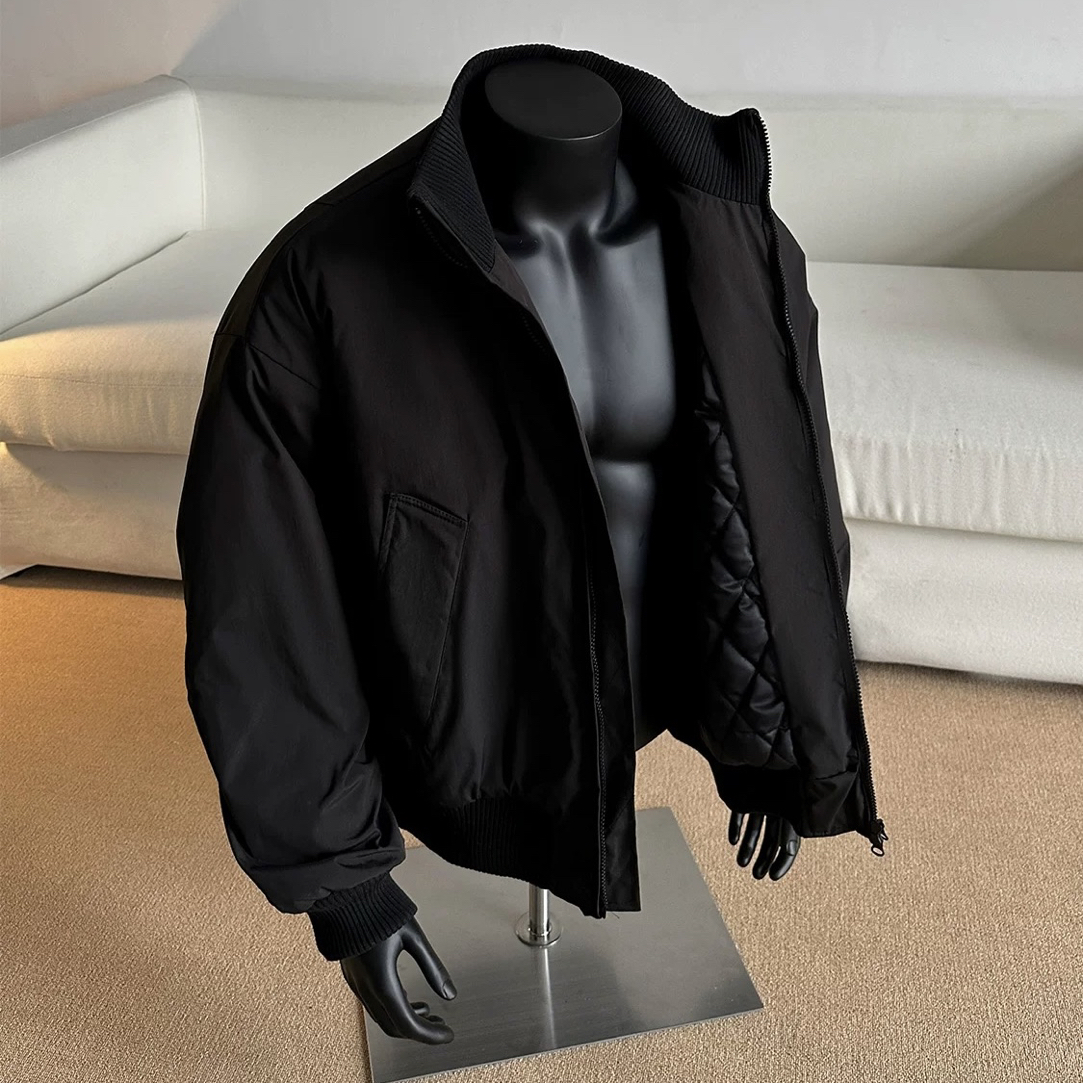 短款立领飞行夹克棉衣