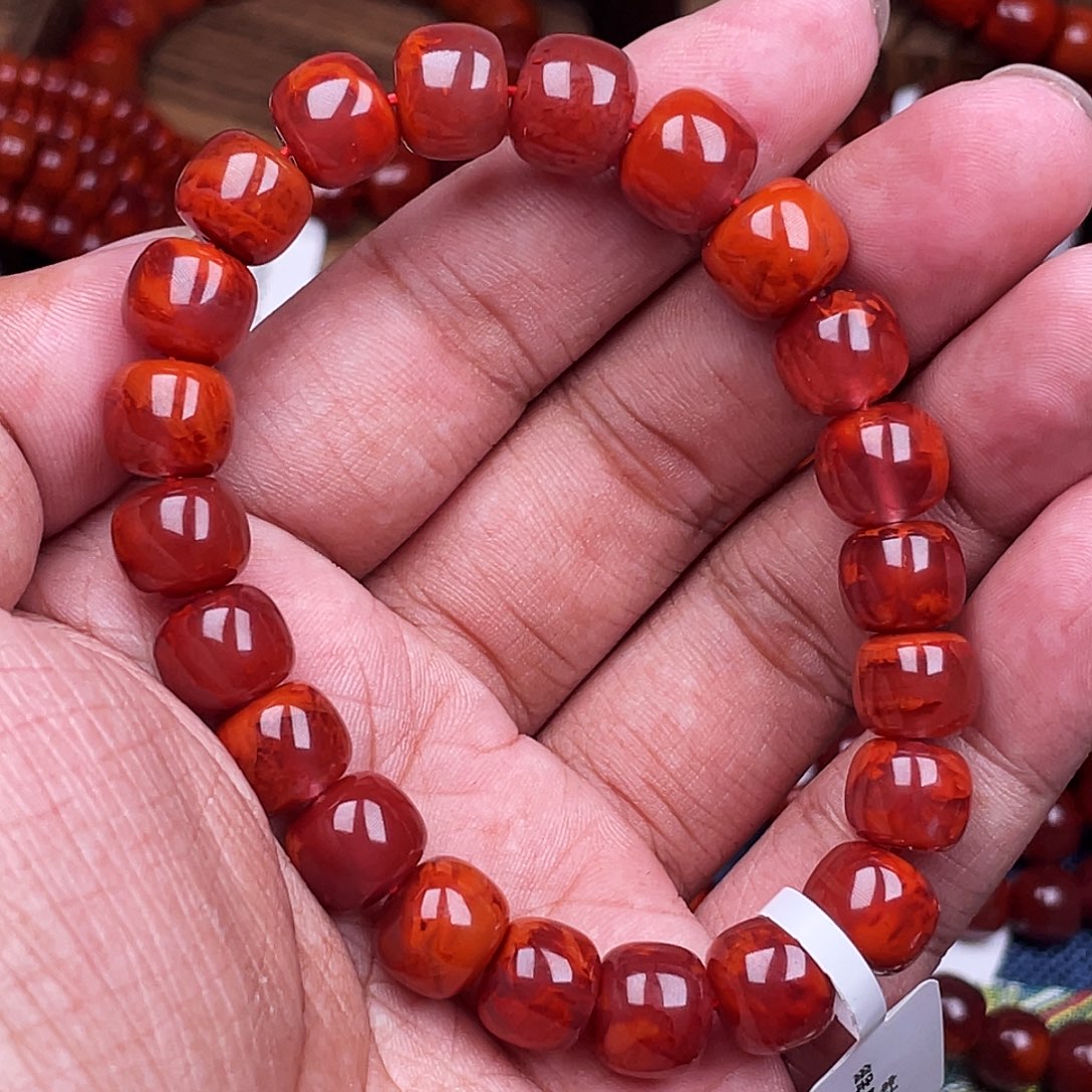 上***水南红玛瑙未镶嵌手链南红瓦西卡10老型原矿