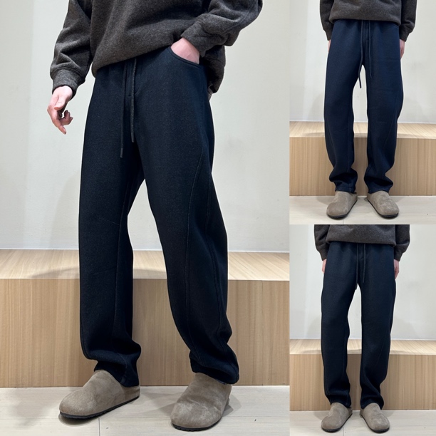 冬季加绒男士直筒百搭潮流纯色休闲运动长裤百搭牛仔色原色卫裤男