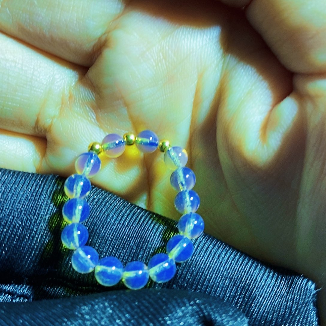 蓝珀裸石未镶嵌蓝珀色标天空蓝4加戒指跑圈