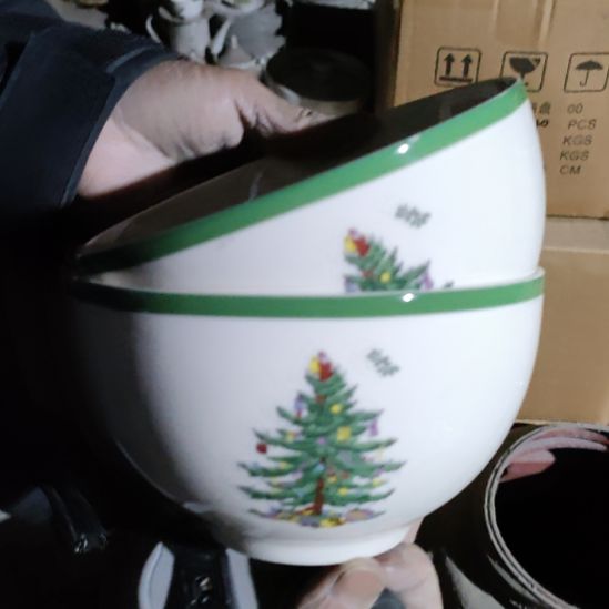 陶瓷出口陶瓷摆件陶瓷圣诞碗