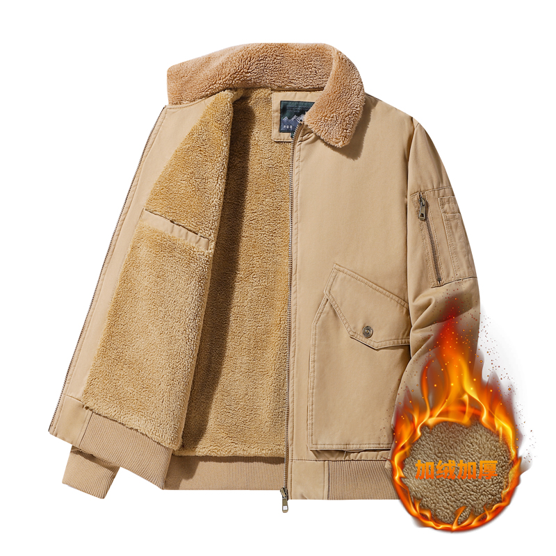 2024秋冬季新款男士棉外套加绒加厚男装休闲夹克工装新款7012-3L