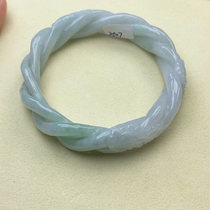 翡翠未镶嵌手镯57圈麻花镯235