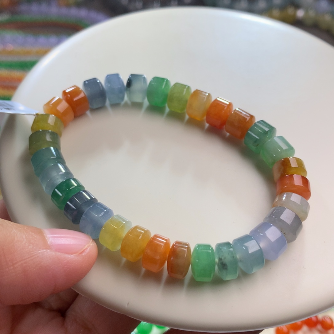 翡翠未镶嵌手链卡7.7～8