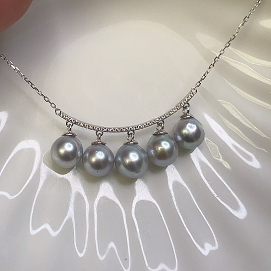 海水珍珠银S925镶嵌颈饰