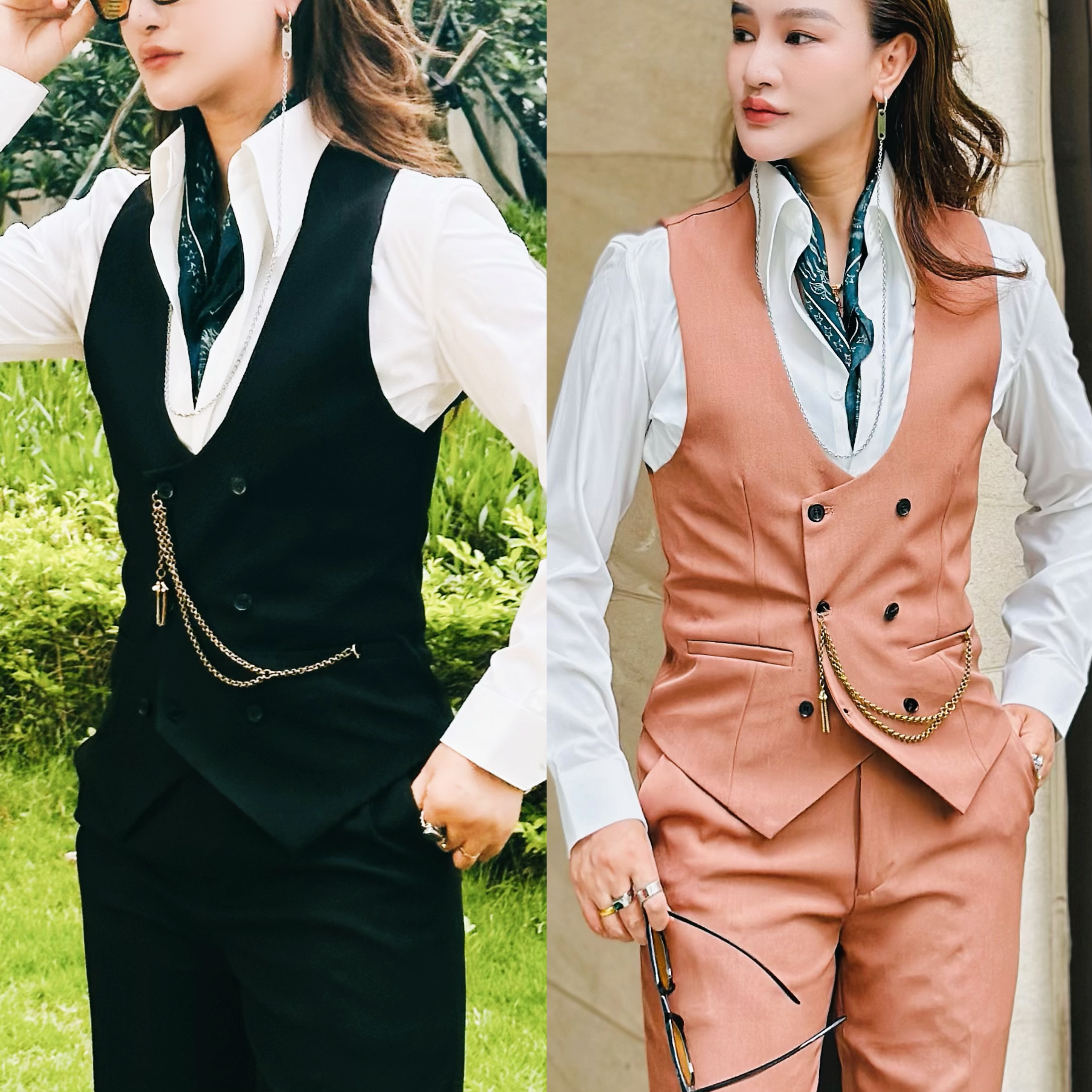 正正TUTU时尚修身百搭休闲商务英伦U领马甲韩版男女款服装-HM