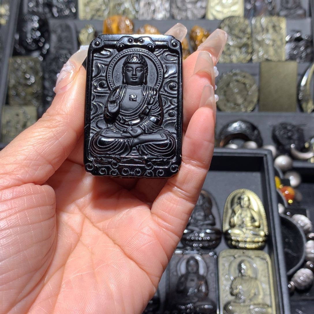 黑曜岩吊坠(赠链)未镶嵌小*袄