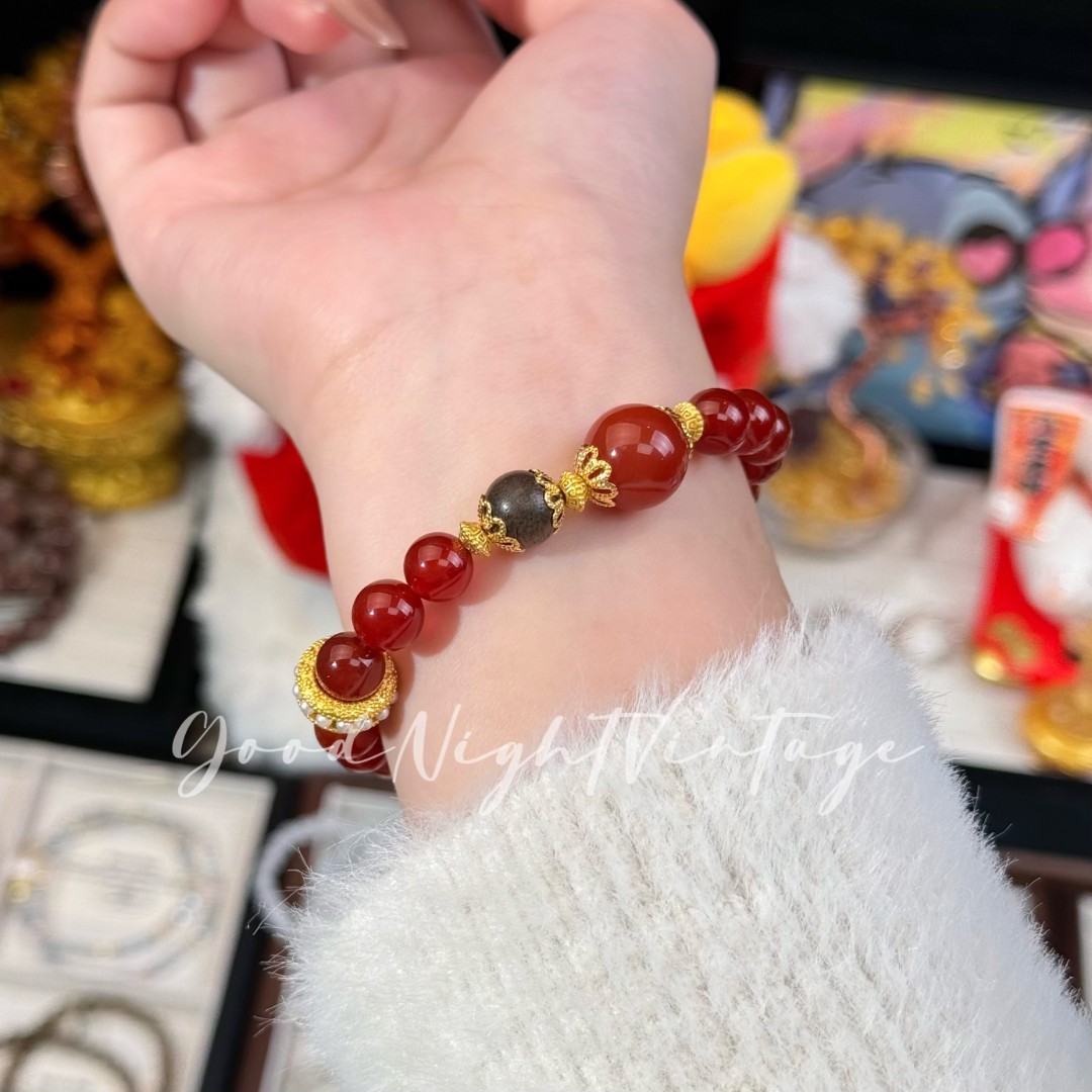 红玛瑙新中式原创设计米珠跑环手串女