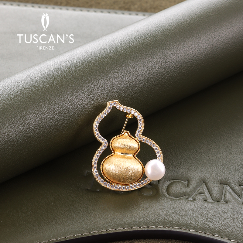 铜合金锆石胸针 新中式葫芦拉丝胸针轻奢高级感饰品时代双鱼