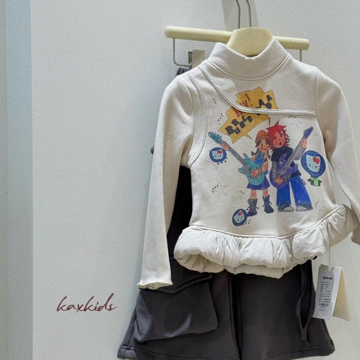 韩国女童卫衣25冬季新款加绒加厚保暖T恤女宝宝一体绒半高领上衣