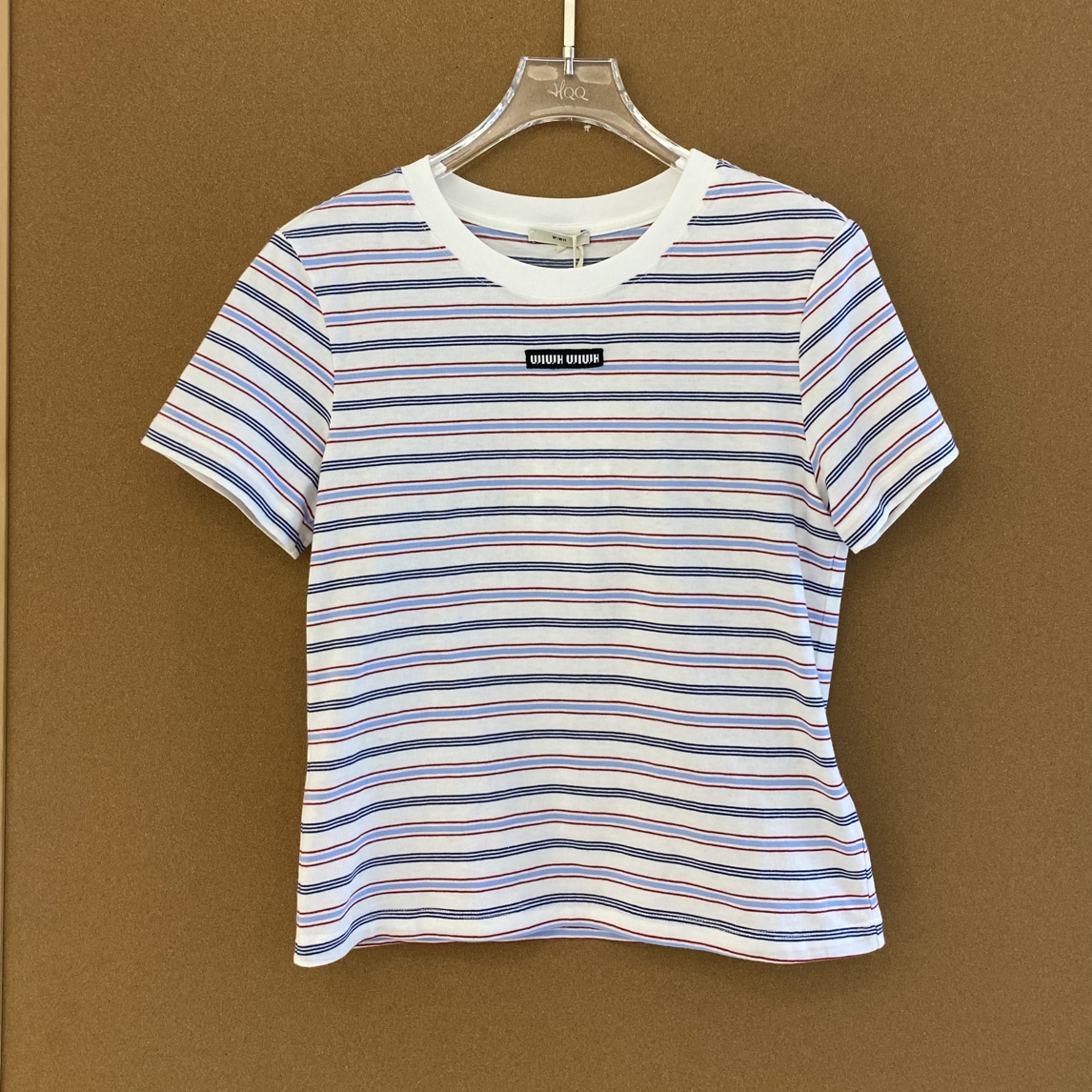 WIWH上衣｜『HQQ专属』时尚慵懒感条纹修身短袖T恤3E283