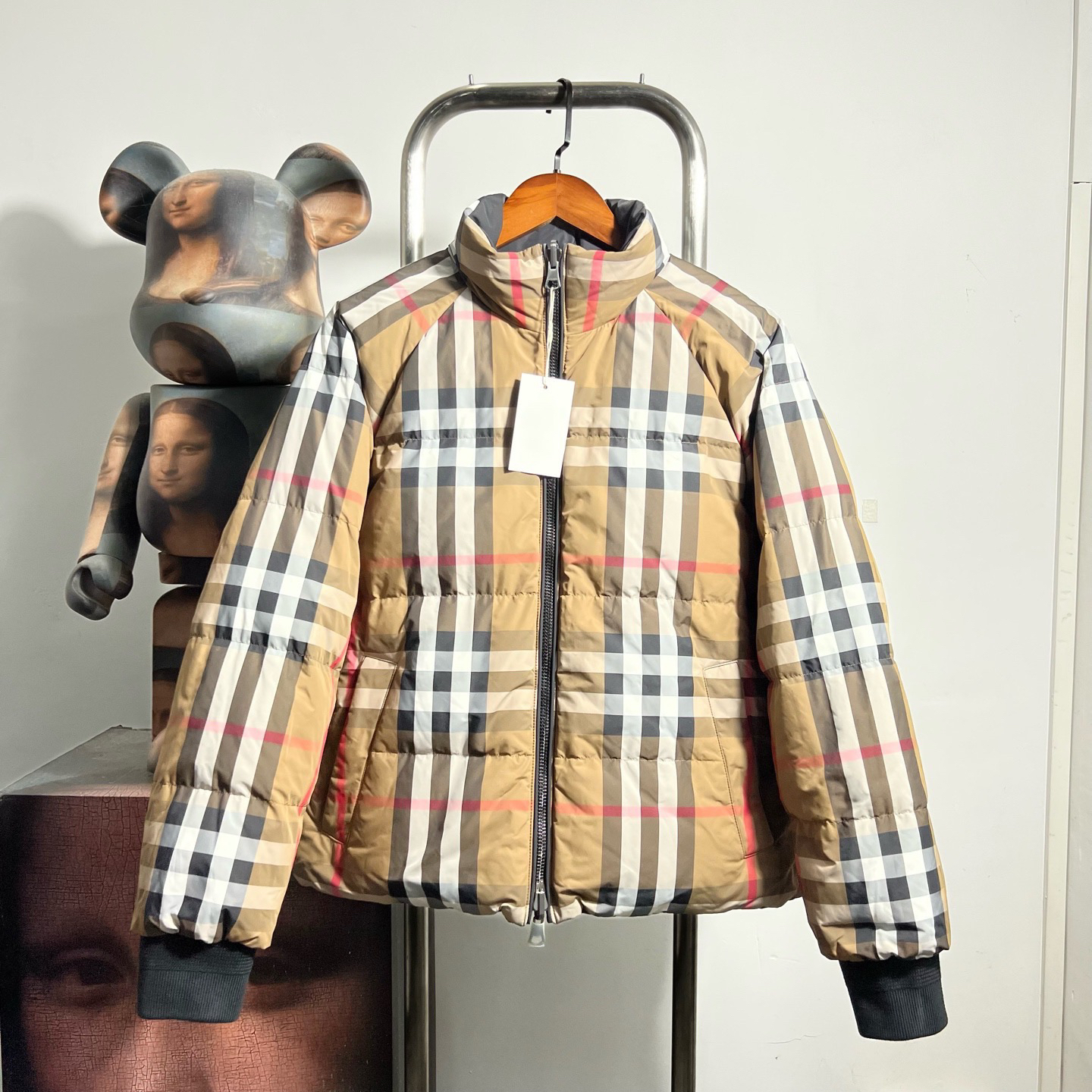 99新 BURBERRY/博柏利 双面穿格纹羽绒服M码衣长62胸围59