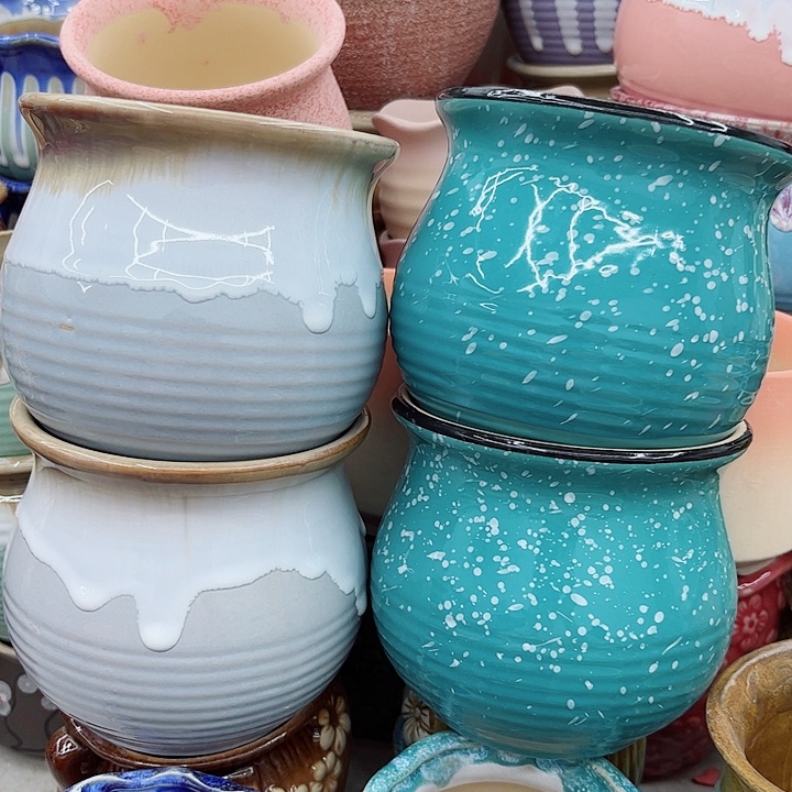 多肉绿植陶瓷花盆9.9包邮，有孔