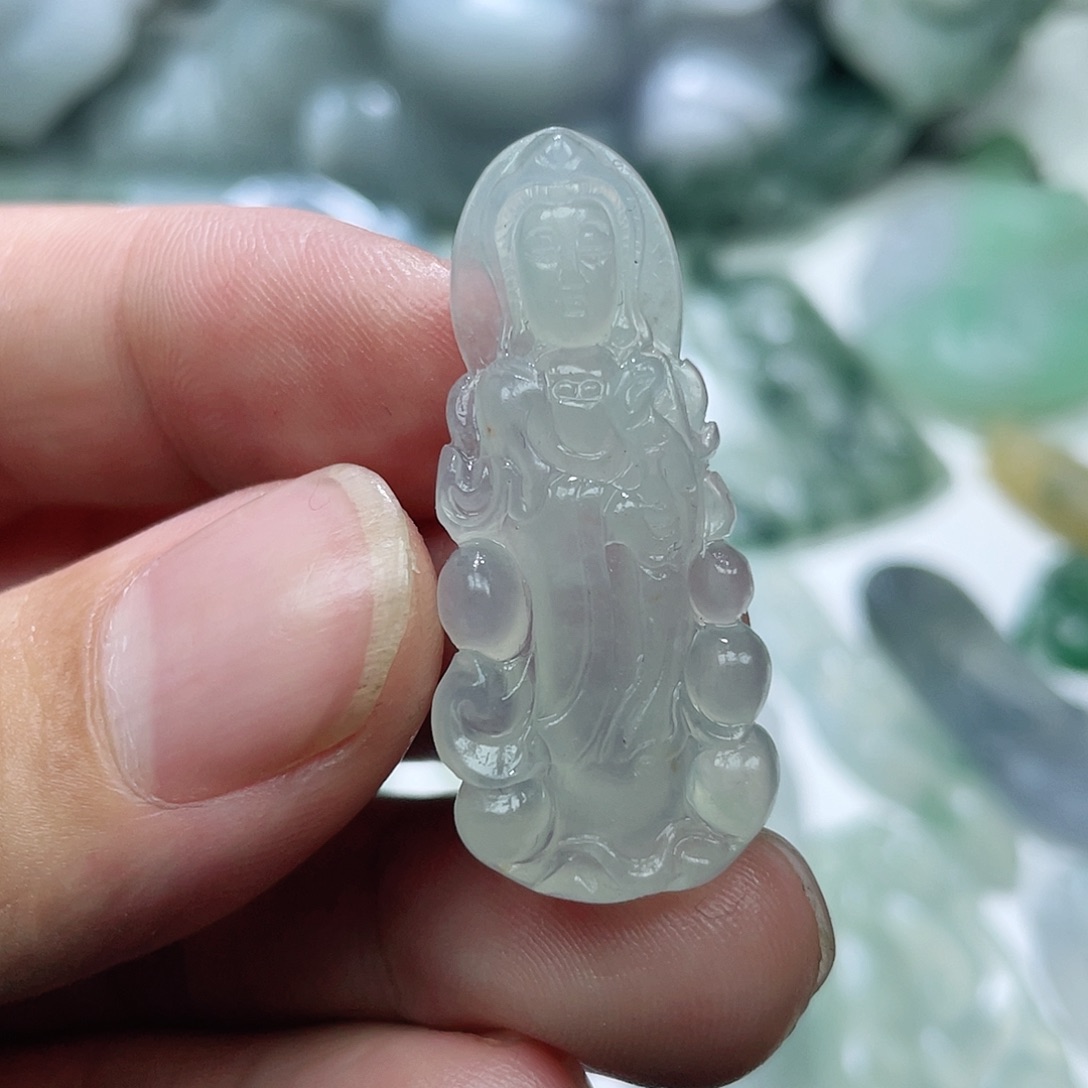 定制翡翠未镶嵌观音、天然翡翠A货