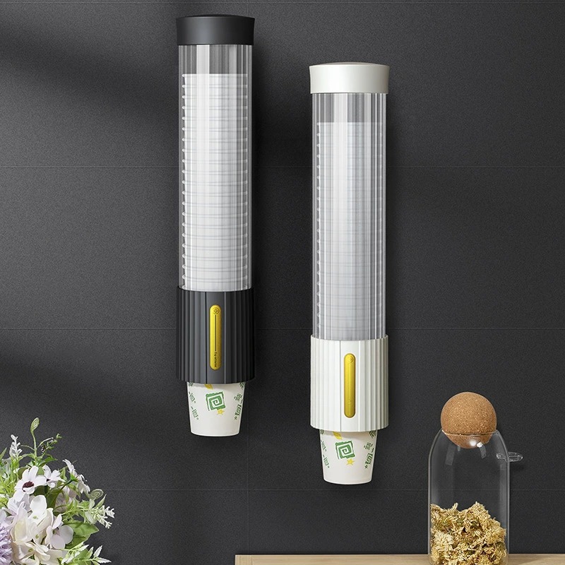 一次性杯子架自动取杯器纸杯杯架免打孔壁挂防尘通用杯子置物架