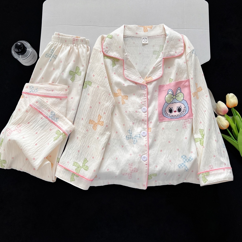 拉布布儿童睡衣长袖2025新款春秋季云朵棉小女孩中大童家居服套装