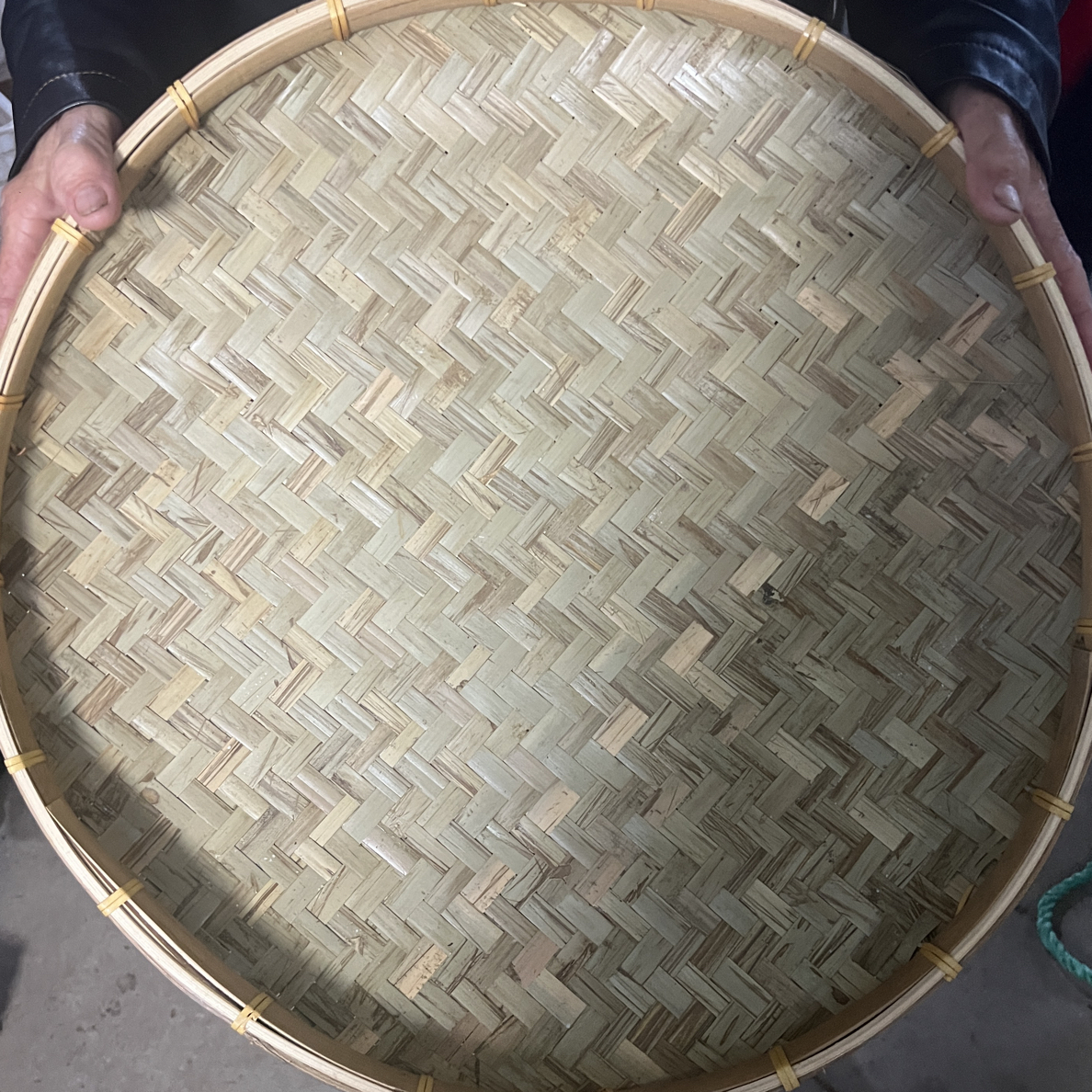 竹编家用50cm圆形无孔簸箕竹筛子可晾晒干货天然耐用竹制品