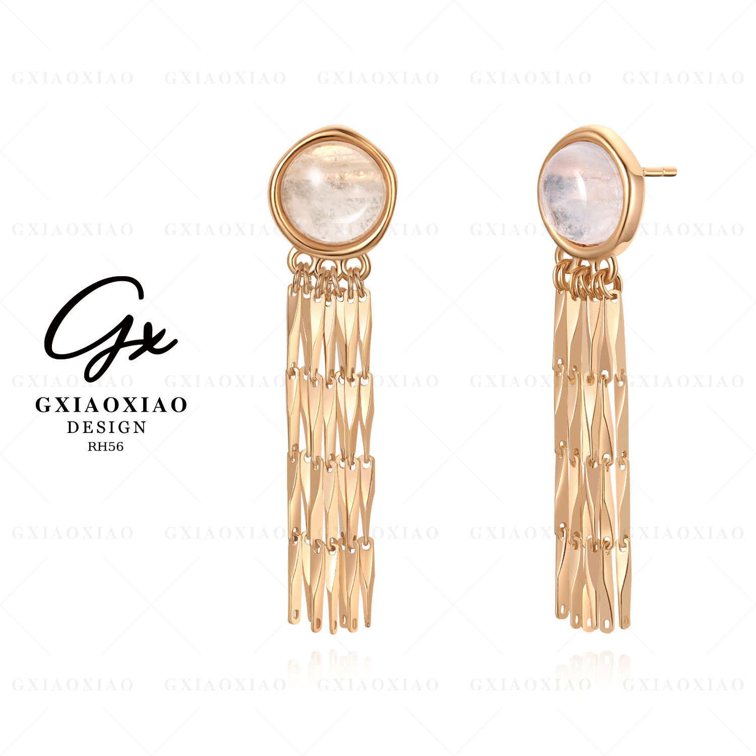 G XIAOXIAO 镀K金 轻奢气质高级感时尚少女流苏耳环 RH56