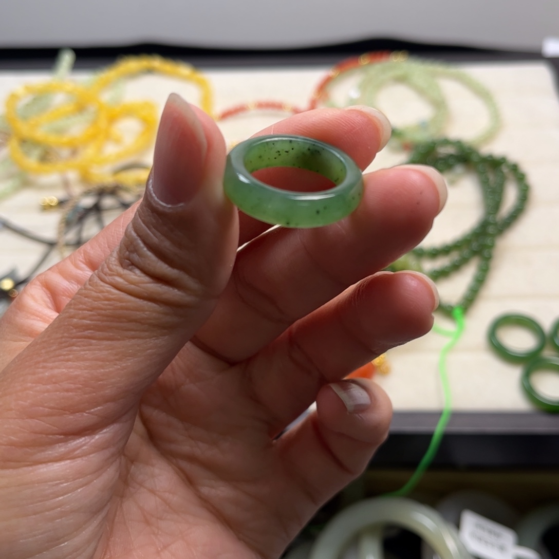 和田玉（碧玉）未镶嵌珠宝半成品指环17