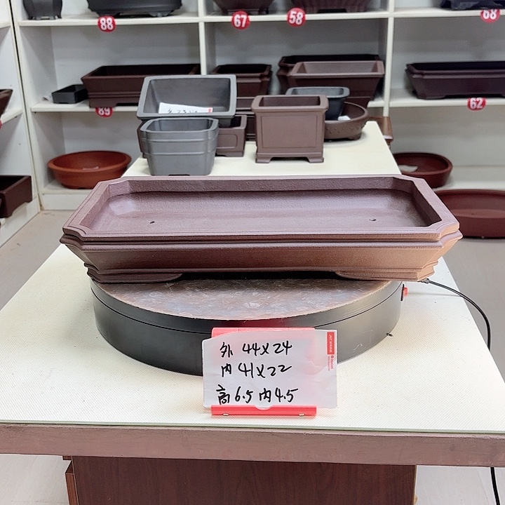 紫砂花盆浅切角小