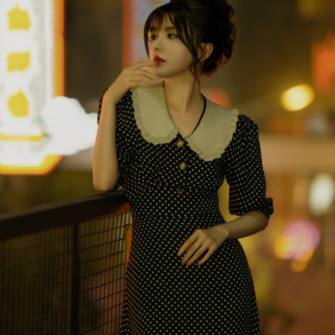 99新 MIU MIU/缪缪 A100818/波点连衣裙/40码