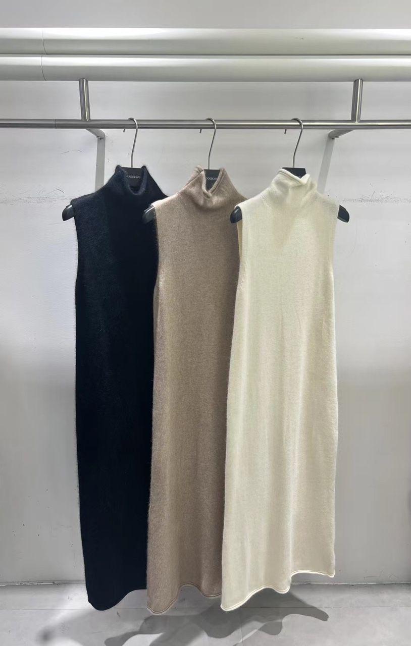 百搭宽松腰无袖圆领秋季连衣裙女士半高领YYRL11LQ11X7063