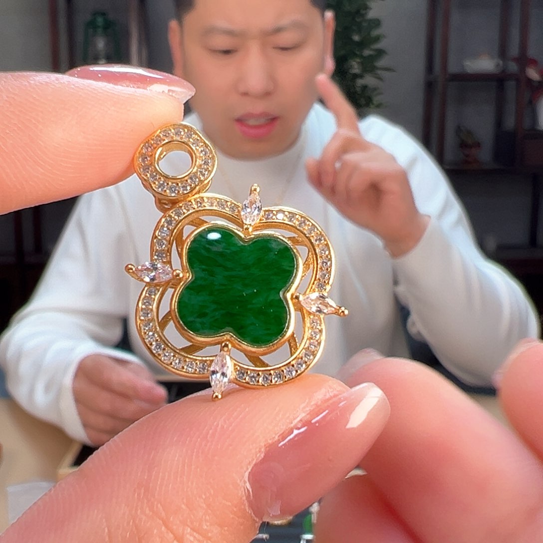 翡翠吊坠(不含链)银S925镶嵌吊坠