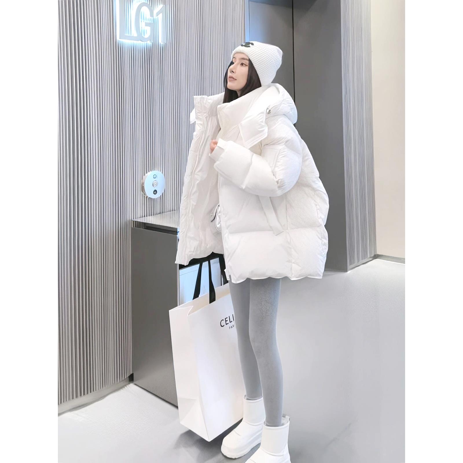 冬季时尚保暖棉服女2025年新款小个子韩版宽松加厚连帽面包服外套