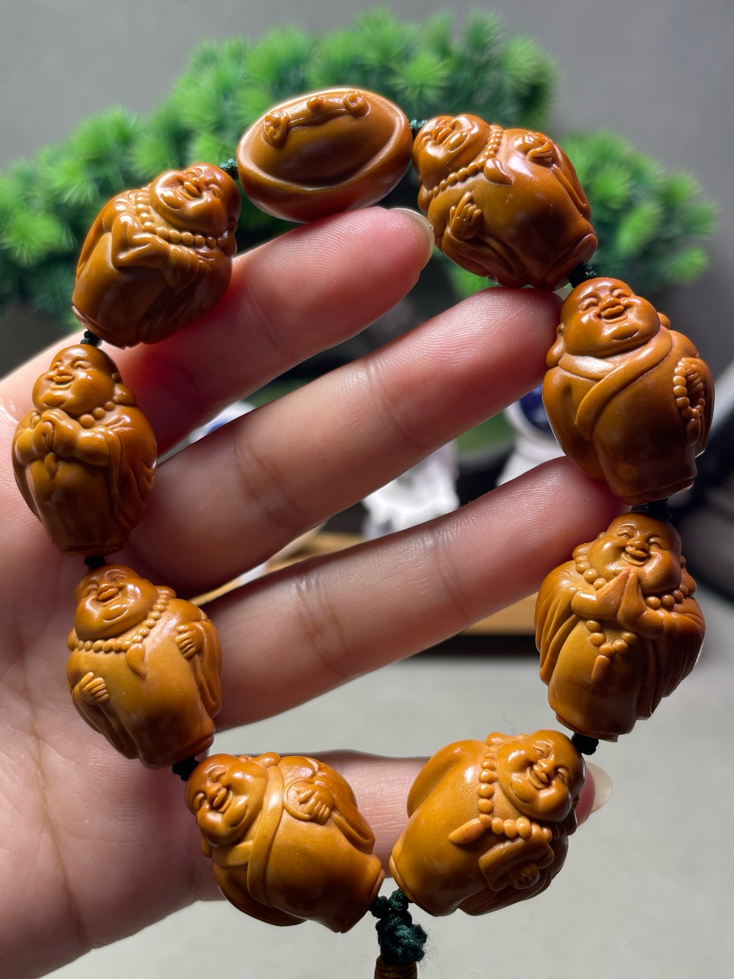 2.0整身弥勒拜佛弥勒站立八宝弥勒橄榄核文玩手串