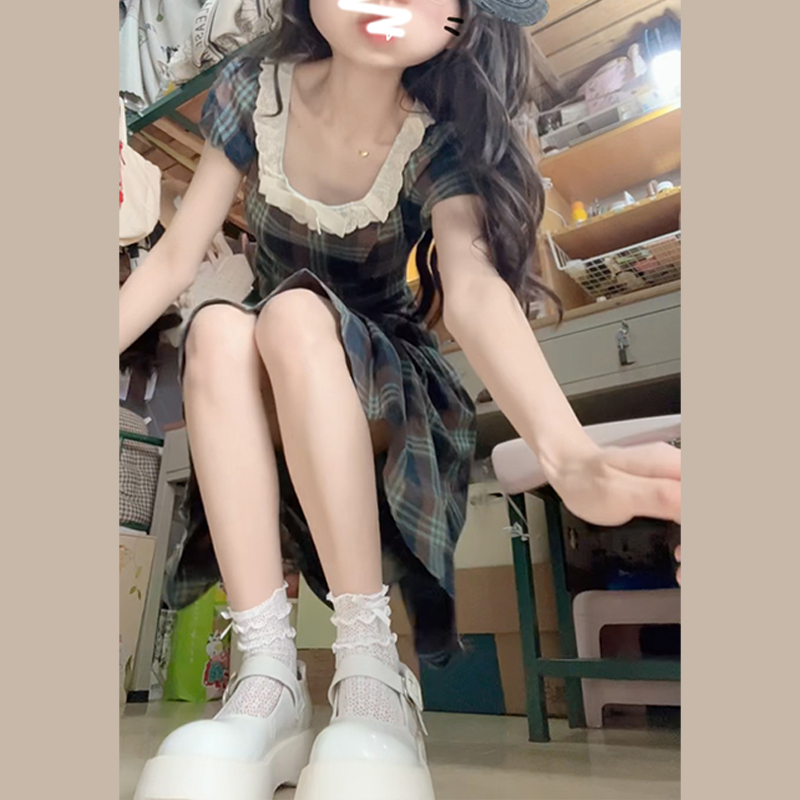 3661学院风穿搭小个子显高格子连衣裙子女装夏季2024新款长裙