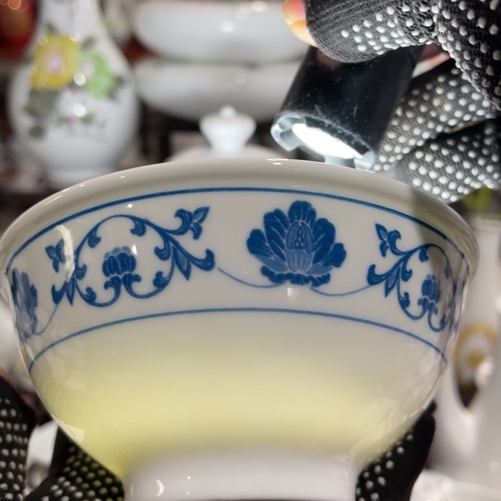 陶瓷醴陵群力釉下青花5寸饭碗