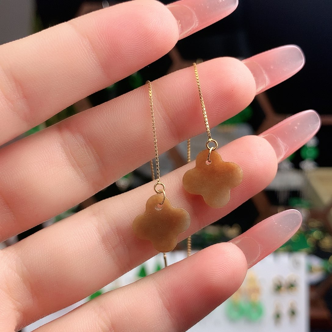 翡翠耳饰银S925镶嵌耳饰