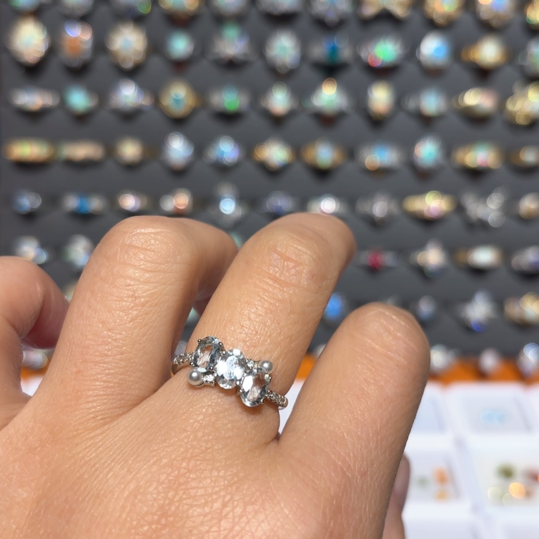 海蓝宝石戒圈银S925镶嵌